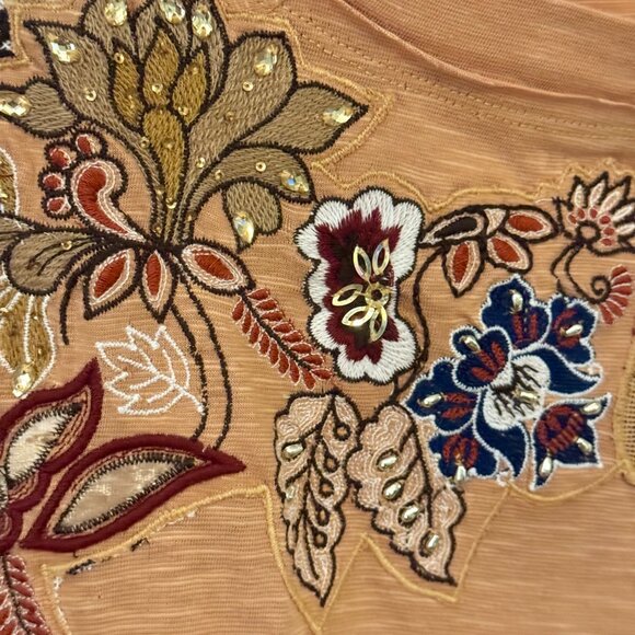 Free People Tan Embroidered Long Sleeve Top - Picture 14 of 15